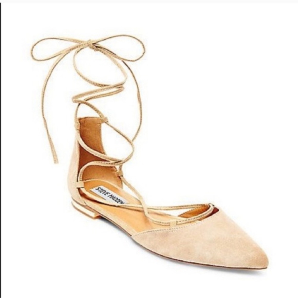 Steve Madden Nude Suede Sunshine Lace Up Flats